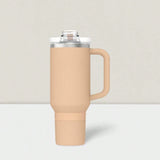 40oz Stainless Steel Tumbler With Handle, All-Day StrawSip™, Double-Wall Insulated For Hot & Cold Drinks-Apricot,