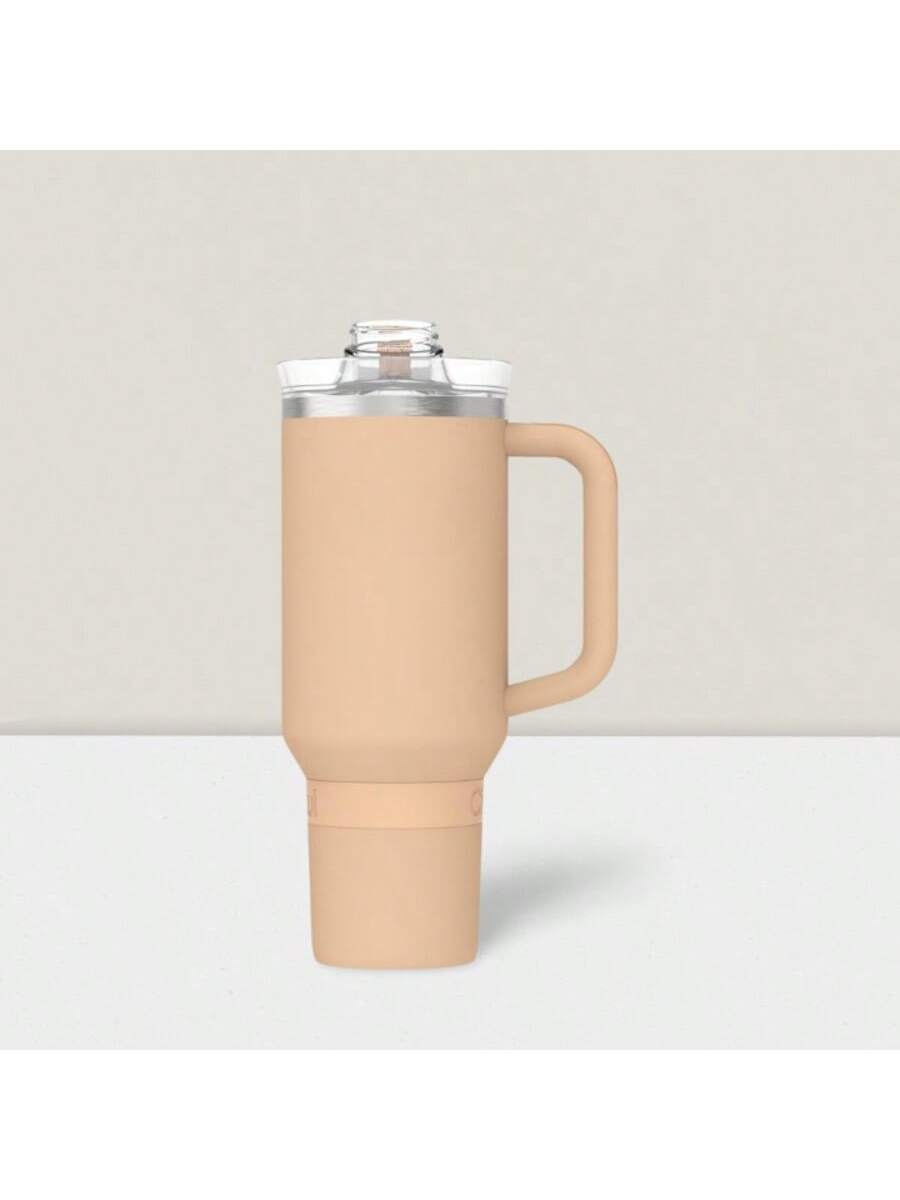 40oz Stainless Steel Tumbler With Handle, All-Day StrawSip™, Double-Wall Insulated For Hot & Cold Drinks-Apricot,