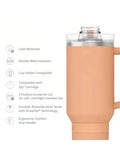 40oz Stainless Steel Tumbler With Handle, All-Day StrawSip™, Double-Wall Insulated For Hot & Cold Drinks-Apricot,