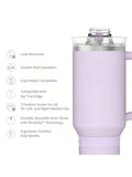 40oz Stainless Steel Tumbler With Handle, All-Day StrawSip™, Double-Wall Insulated For Hot & Cold Drinks-Purple,