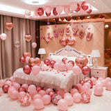 101PCS Rose Gold Balloon Kit with Hearts and I Love You Balloons for Anniversary