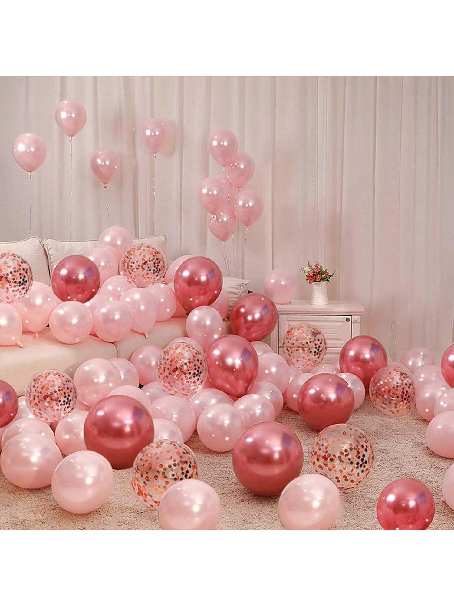101PCS Rose Gold Balloon Kit with Hearts and I Love You Balloons for Anniversary