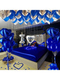 56PCS I Love You Balloon Kit Blue Silver Hearts with Rose Petals for Romantic Decor