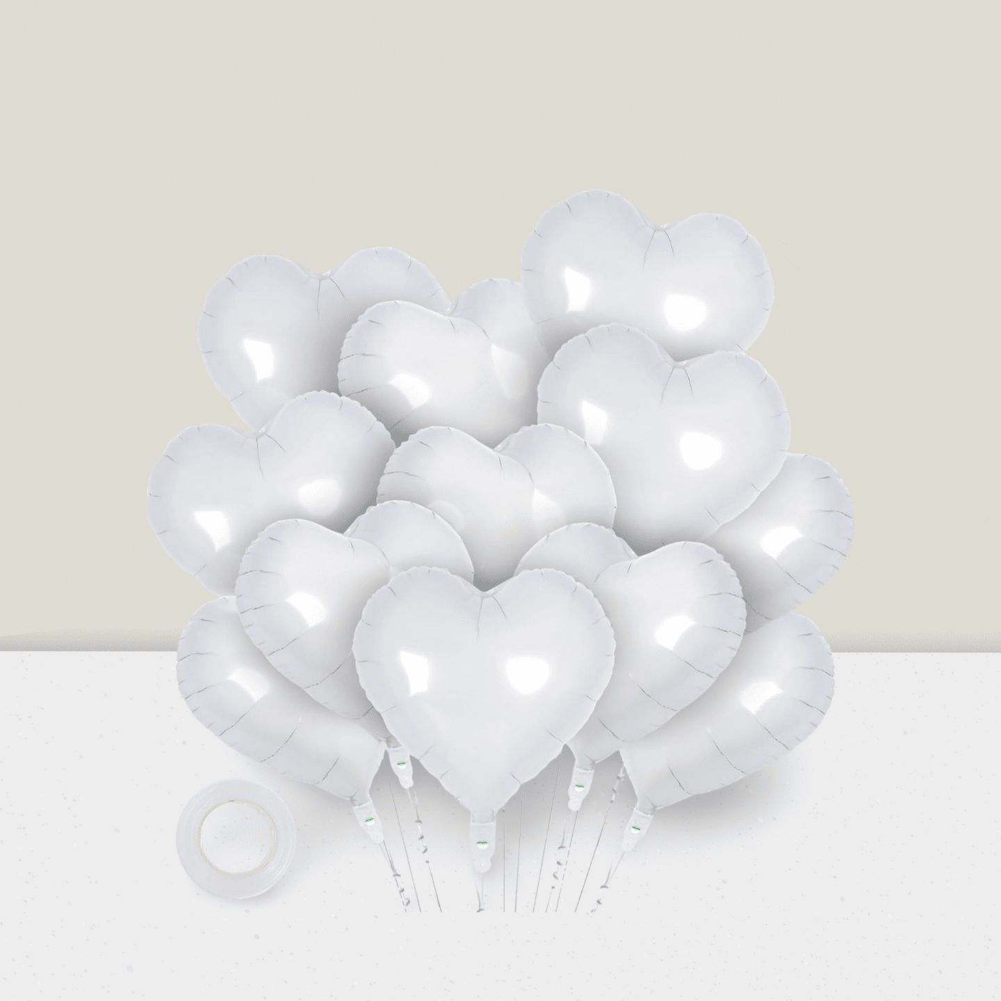 12 White Heart Foil Balloons 18-Inch for Valentine’s, Wedding, or Party Decor