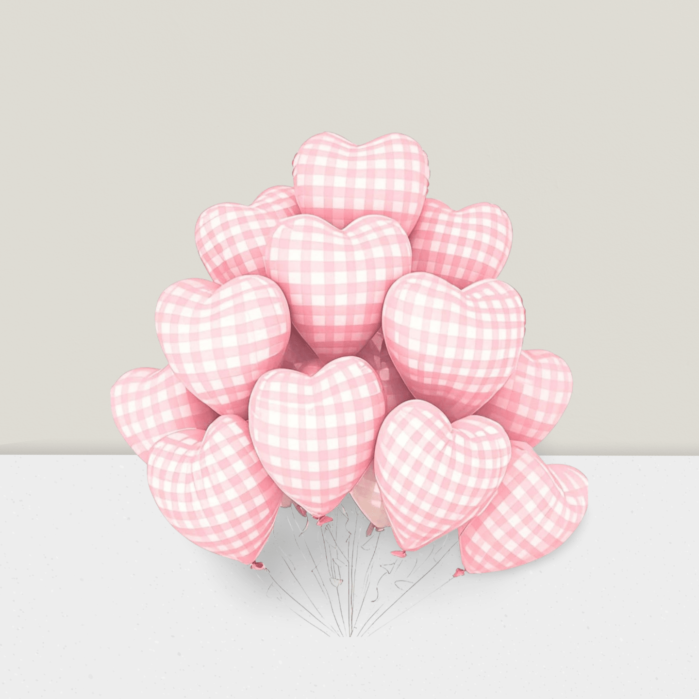10 Pink Checked Heart Balloons 18 Inch Plaid Hearts for Wedding Valentine Decor