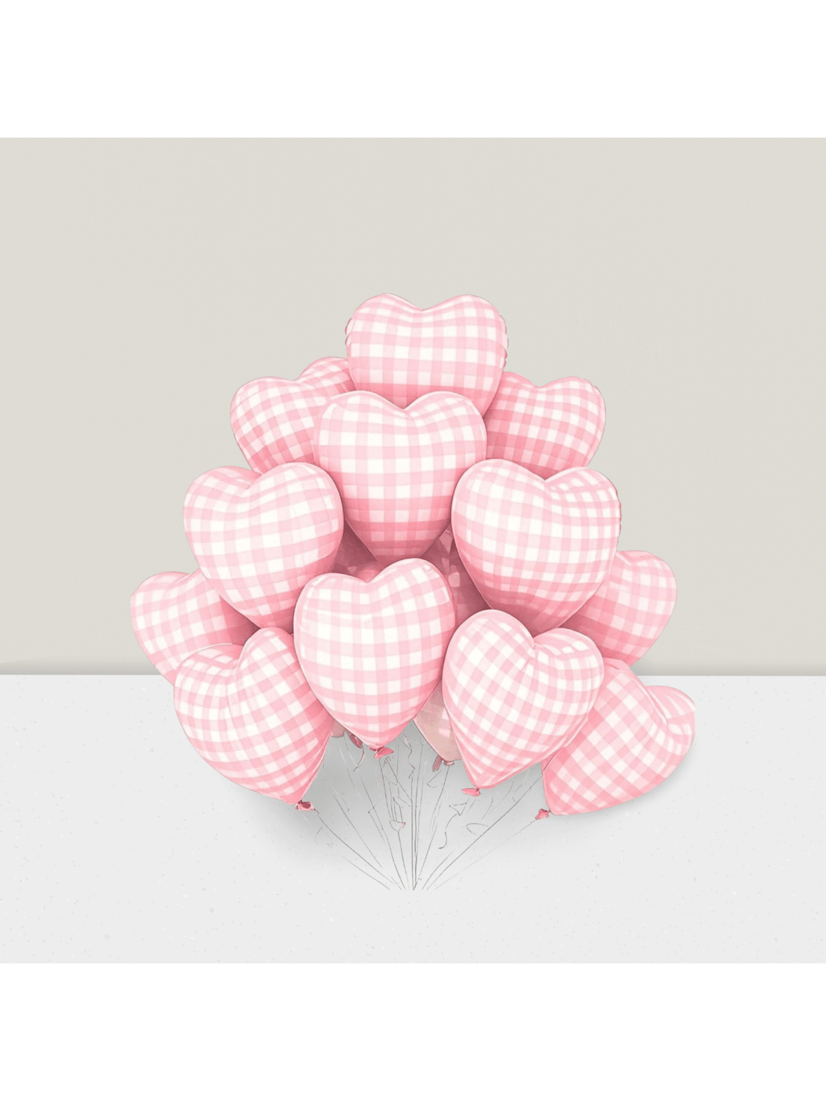 10 Pink Checked Heart Balloons 18 Inch Plaid Hearts for Wedding Valentine Decor