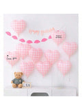 10 Pink Checked Heart Balloons 18 Inch Plaid Hearts for Wedding Valentine Decor