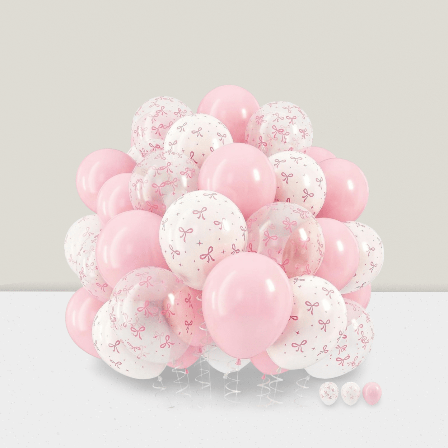 35pcs Pink Bow Balloons Pastel Pink White for Birthdays Showers Weddings