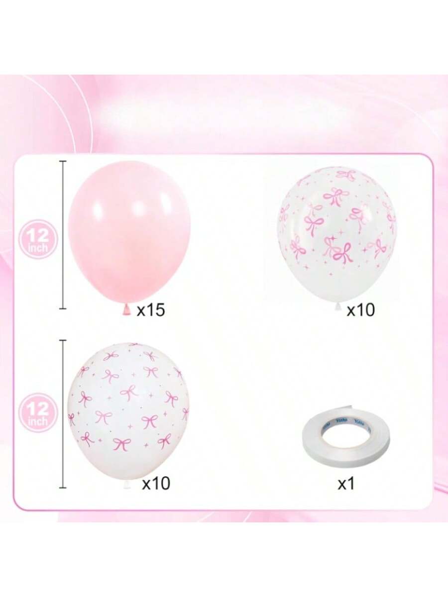 35pcs Pink Bow Balloons Pastel Pink White for Birthdays Showers Weddings