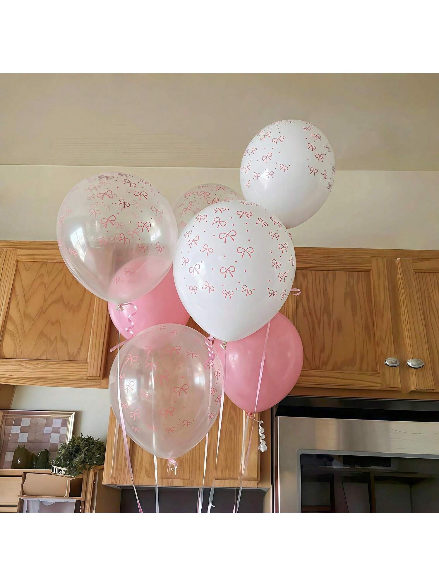 35pcs Pink Bow Balloons Pastel Pink White for Birthdays Showers Weddings