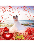Valentine Red Heart Foil Balloons with Rose Petals and Confetti for Party Decor