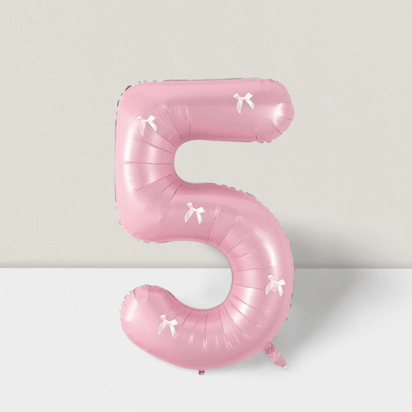 Pink Number 5 Foil Balloon with Bow for 5th Birthday Party Decorations