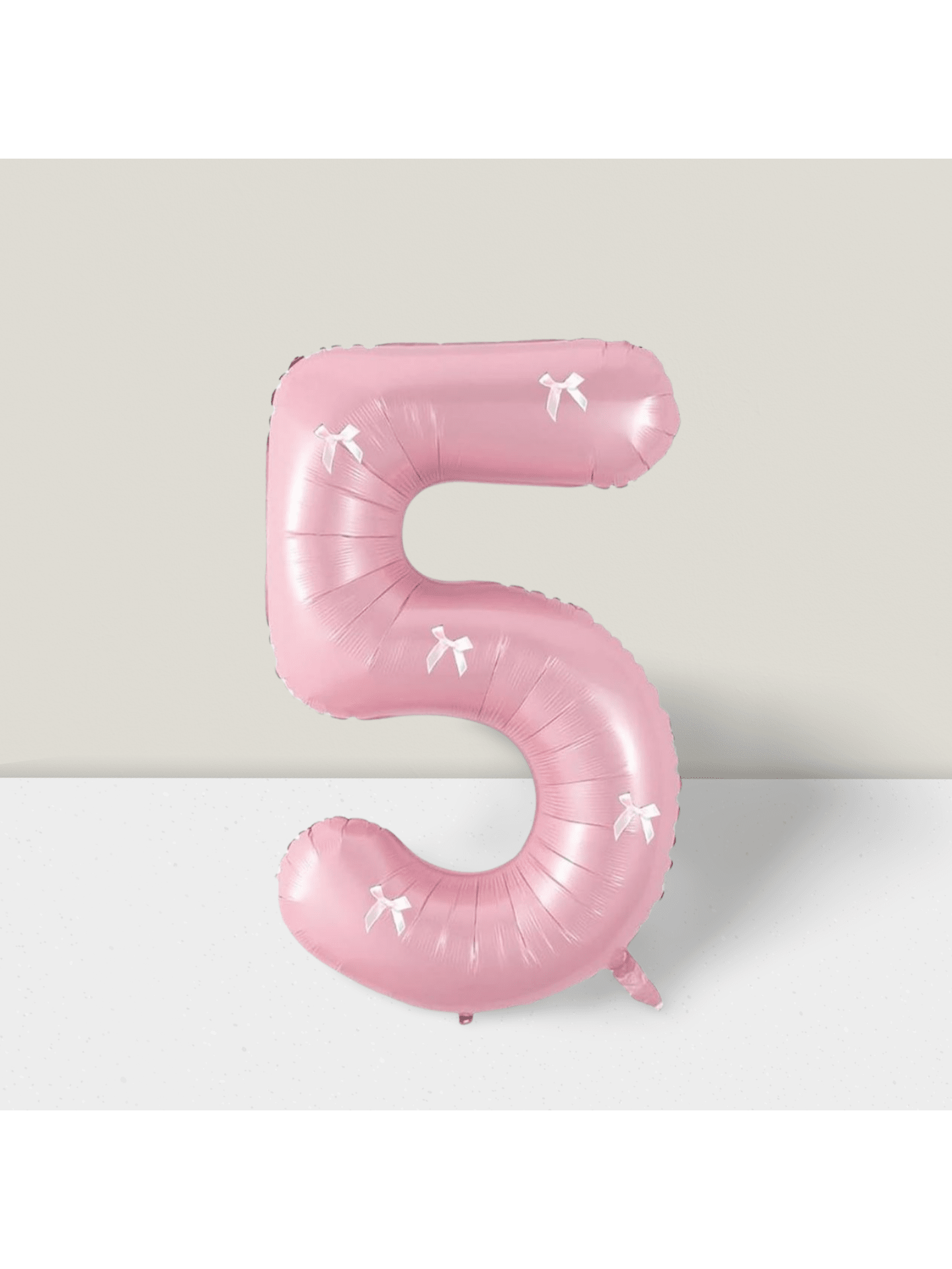 Pink Number 5 Foil Balloon with Bow for 5th Birthday Party Decorations