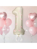 32 Inch Pink Bow Number 1 Foil Balloon for 1st Birthday Baby Shower Party