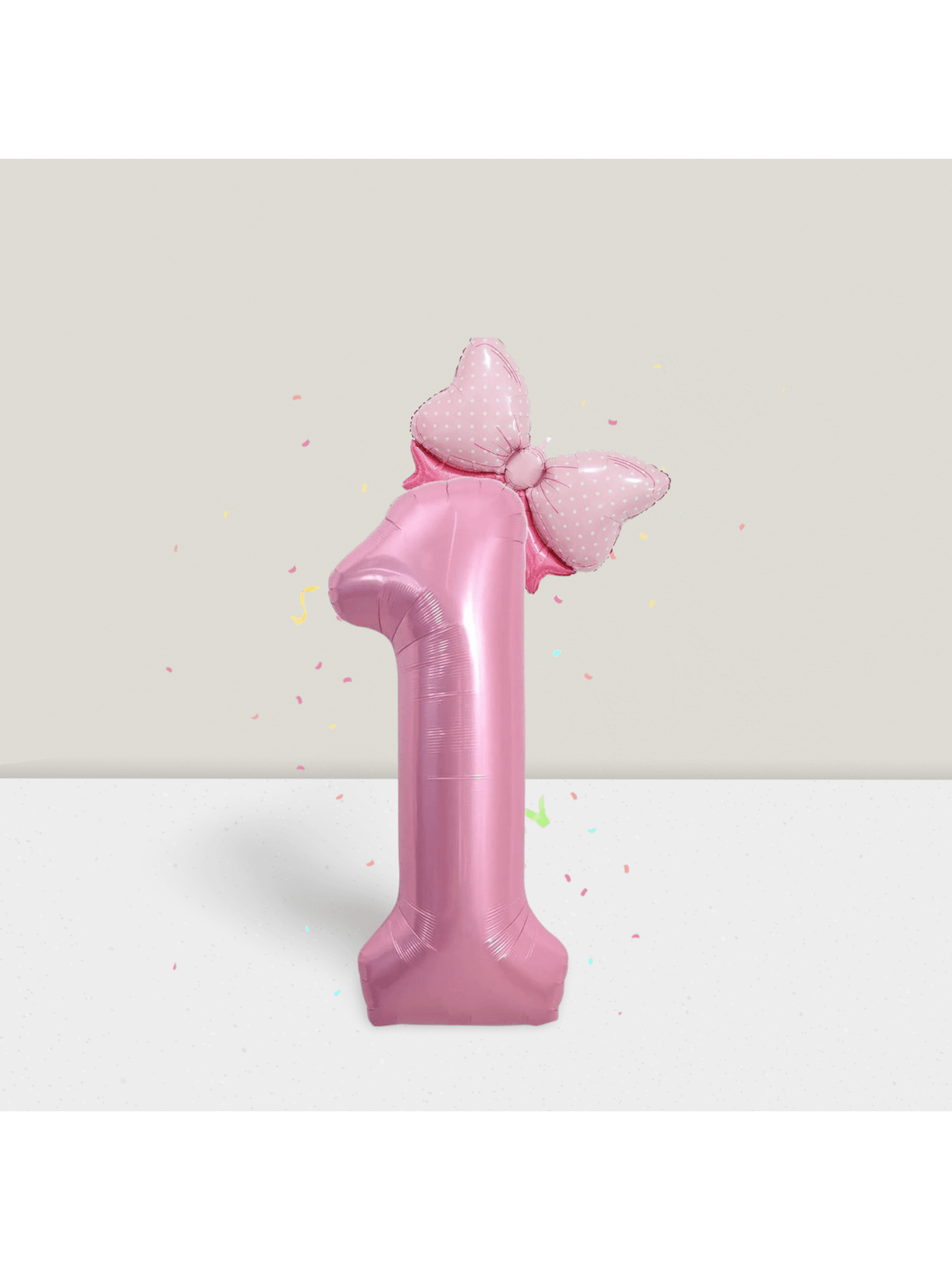 40-Inch Pink Number 1 Foil Balloon with Mini Bow for Girl's 1st Birthday Party