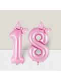 40-Inch Pink Number 18 Foil Balloon with Bow for Girls 18th Birthday Party
