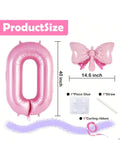 40-Inch Pink Number 18 Foil Balloon with Bow for Girls 18th Birthday Party