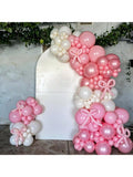 60pcs Pink Bow Latex Balloons Pink White Metallic Confetti for Party Decor