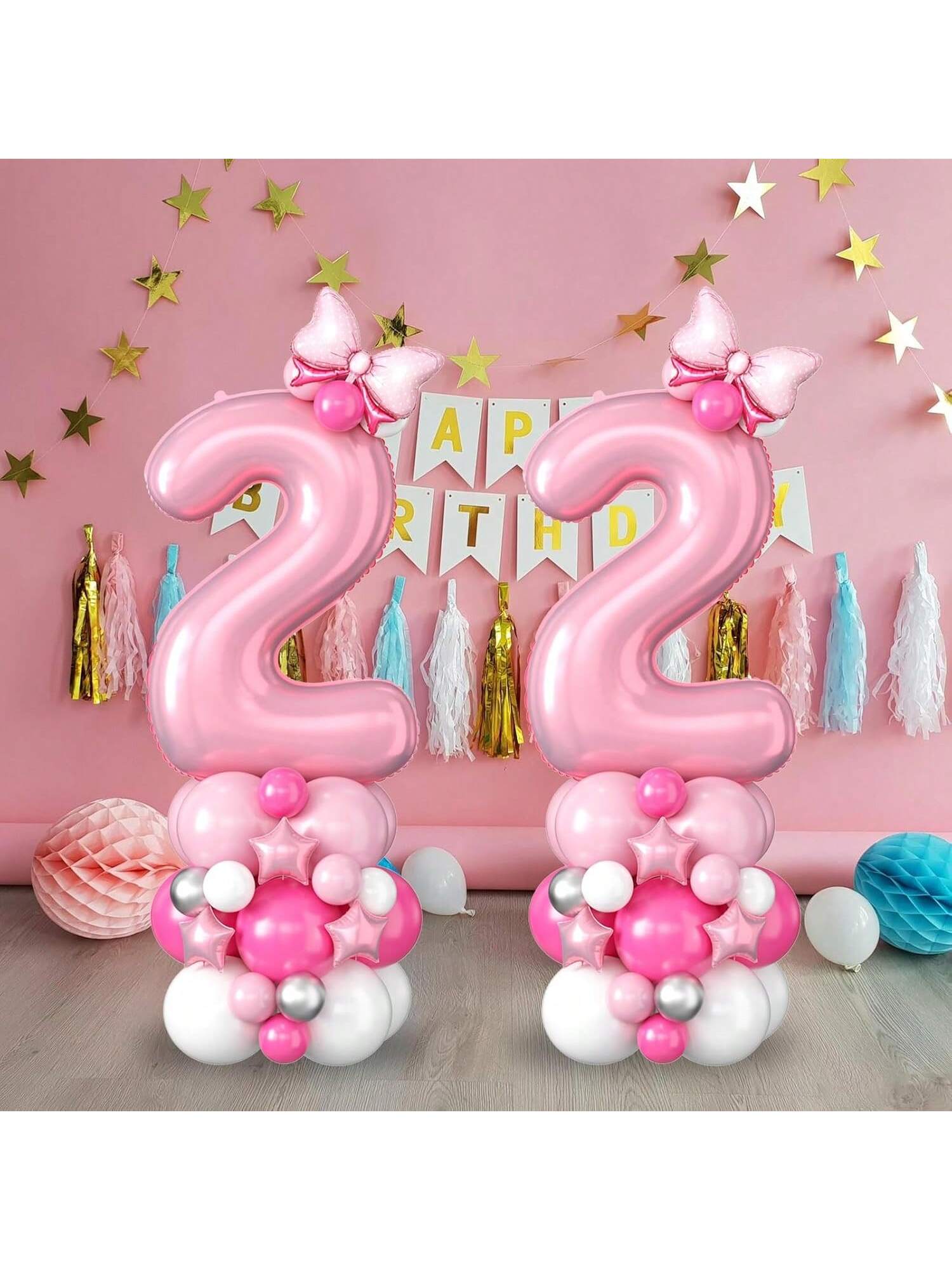 40in Pink Number 2 Foil Balloon Pastel Party Decor for Birthday Anniversary