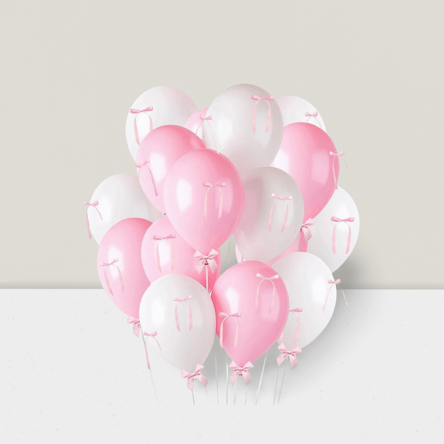 60pcs Pink Bow Balloons Pink White DIY Decorations for Parties
