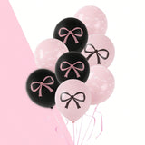 30pcs Pink Black 12 Inch Bow Balloons Elegant Party Decorations for Birthday Shower
