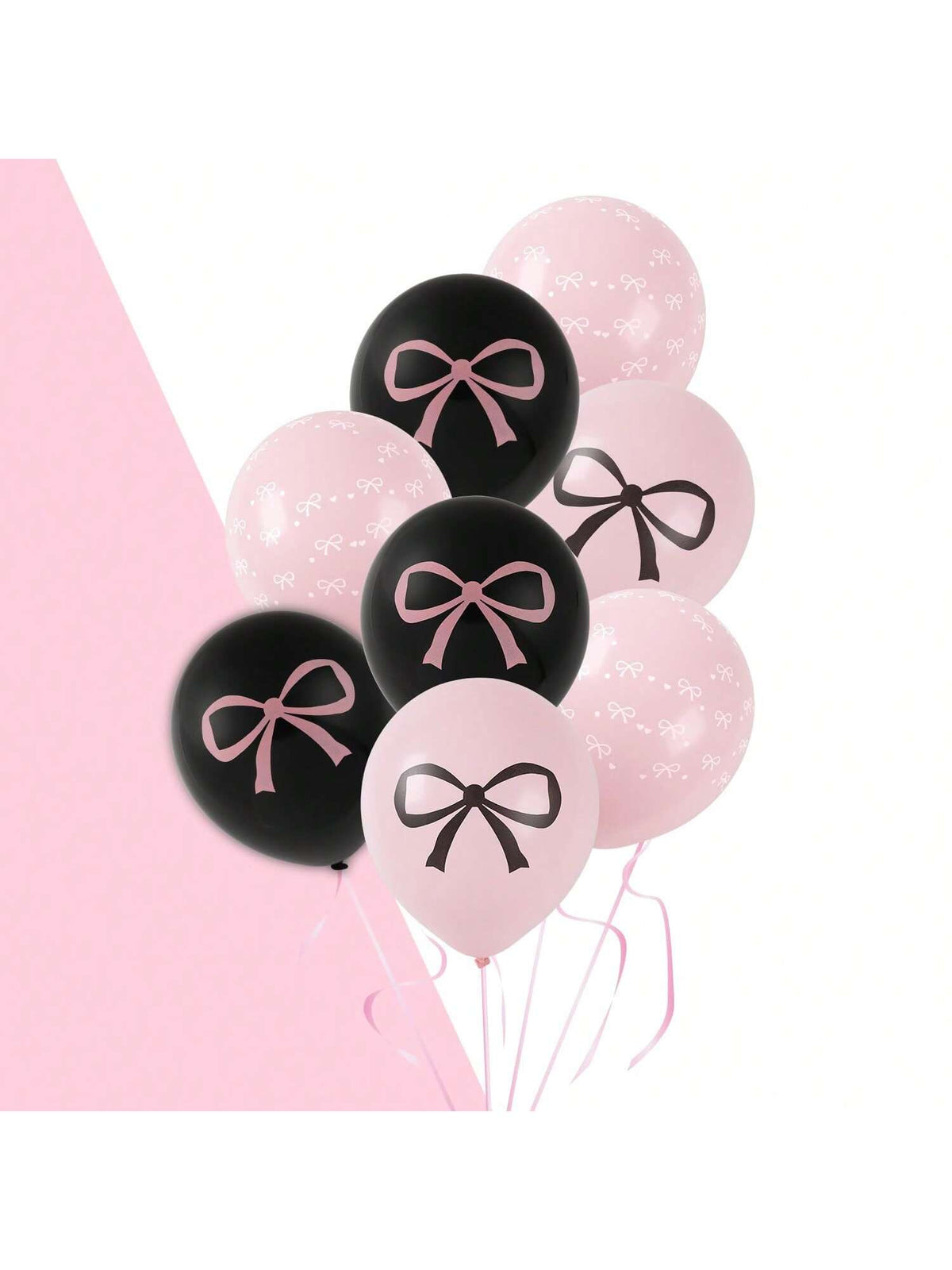 30pcs Pink Black 12 Inch Bow Balloons Elegant Party Decorations for Birthday Shower