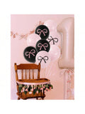 30pcs Pink Black 12 Inch Bow Balloons Elegant Party Decorations for Birthday Shower