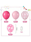 Hot Pink Rose Dot Bow Foil and Confetti Balloons with Ribbon for Party Decor