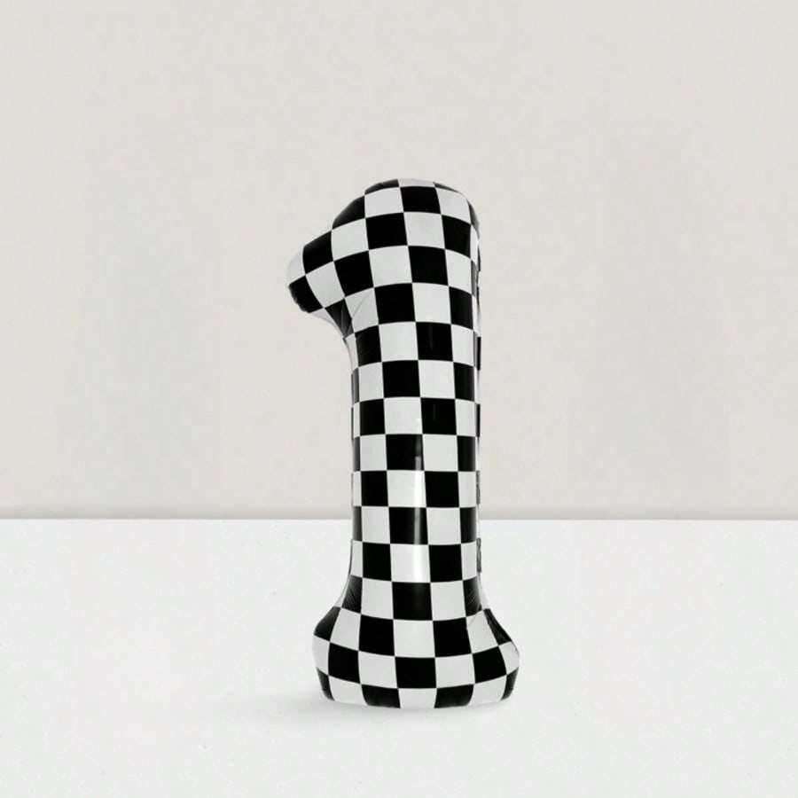 40 Inch Black and White Checkered Number 1 Balloon for Race Car Party Decor
