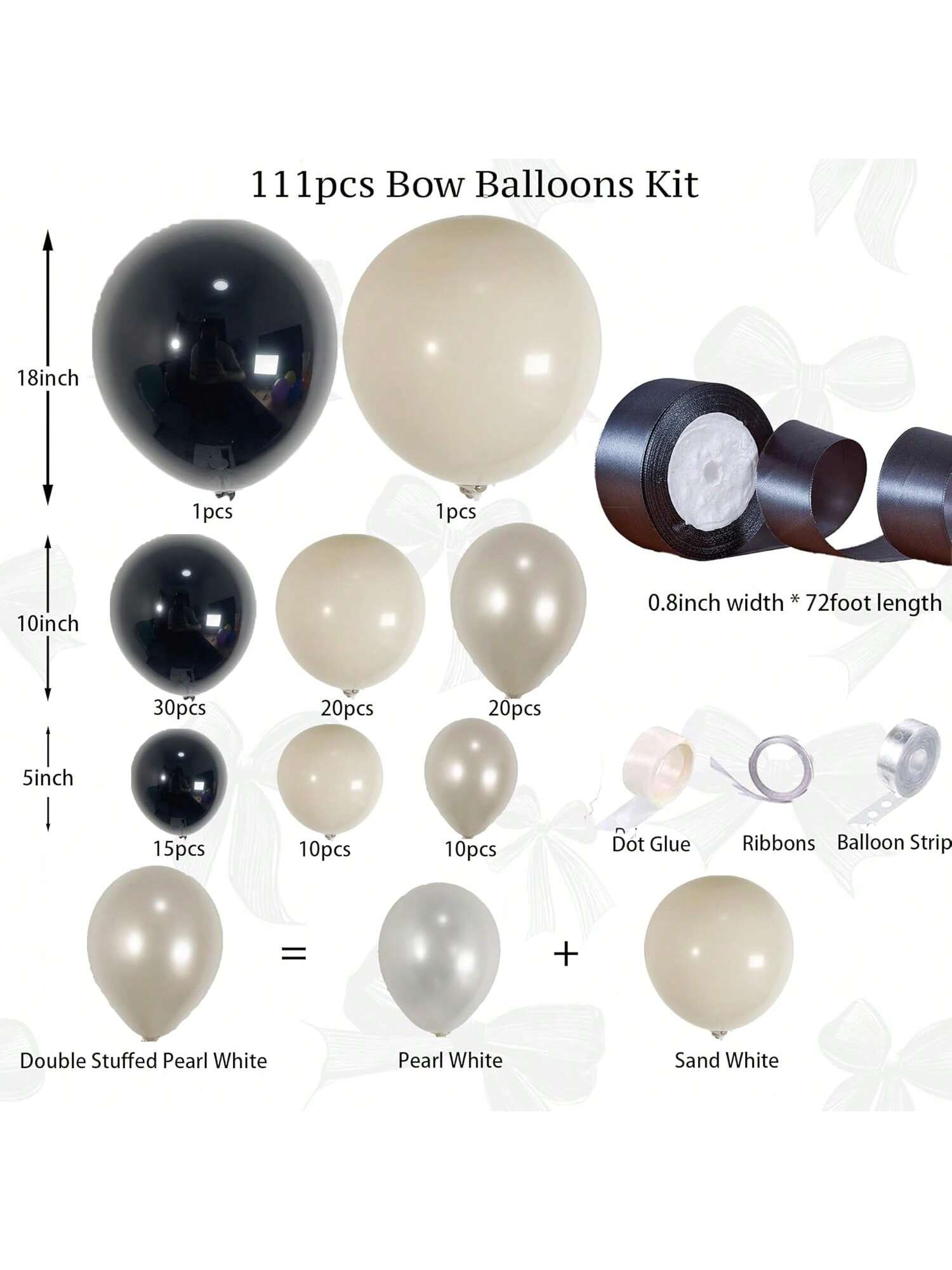 111PCS Black White Champagne Balloon Arch Double-Stuffed for Party Decor