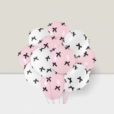 24pcs Black 12 Inch Balloons with 200 Pink White Bows Coquette Party Decor