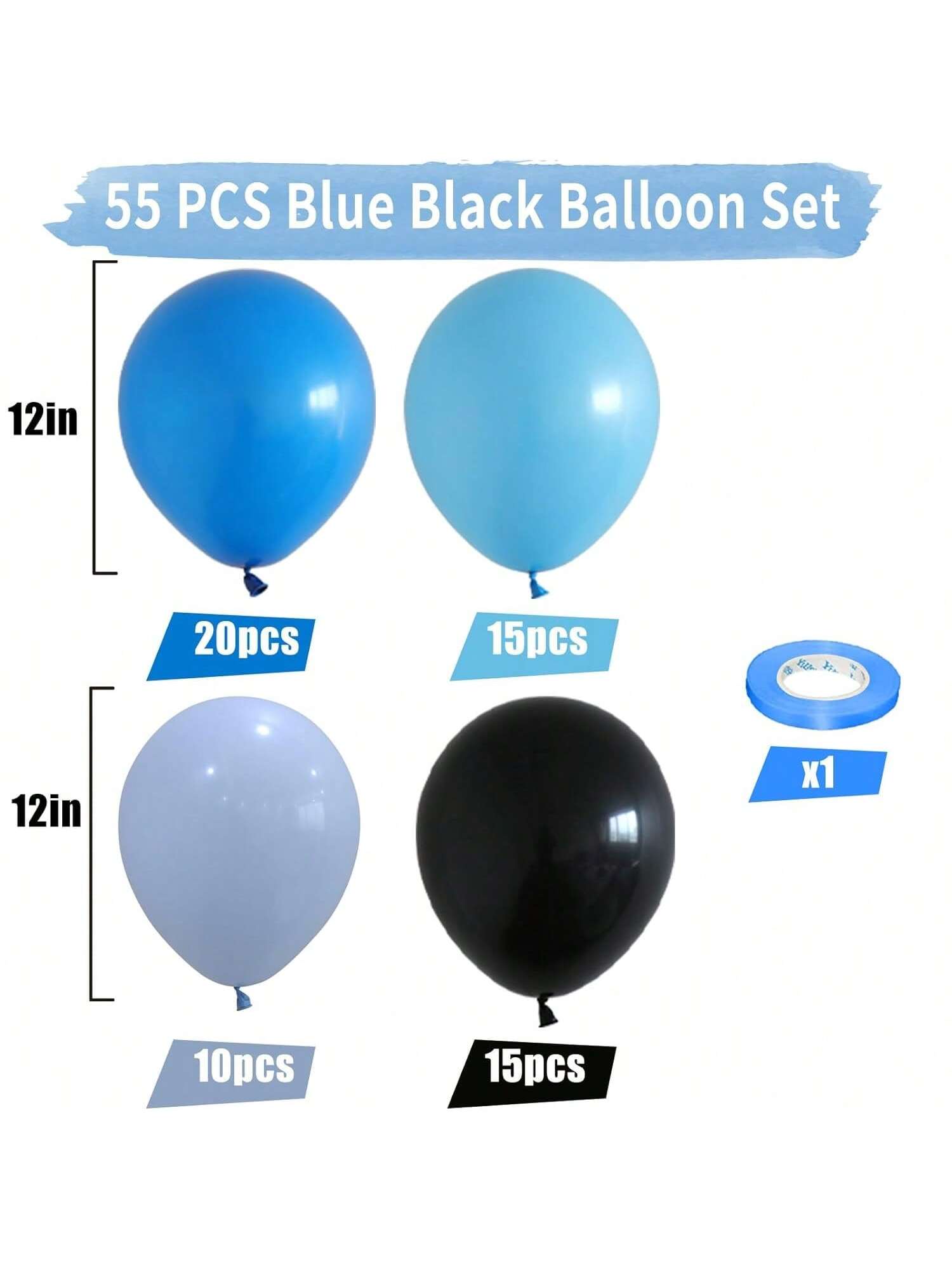 60pcs Blue Black Gamer Balloons 12 Inch for Kids Video Game Birthday Party