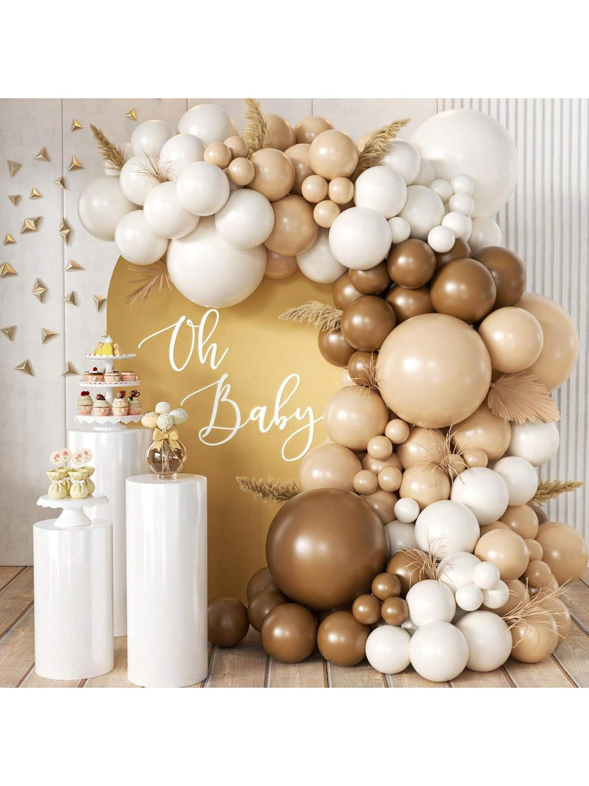 166PCS Boho Brown Balloon Garland Kit with Coffee Nude White Balloons for Parties
