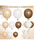 166PCS Boho Brown Balloon Garland Kit with Coffee Nude White Balloons for Parties