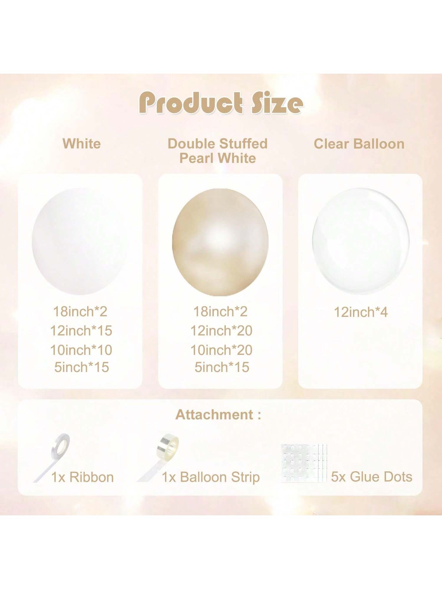 103pcs White Balloon Arch Kit Double-Stuffed Pearl & Clear Balloons for Party Decor