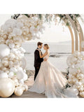 103pcs White Balloon Arch Kit Double-Stuffed Pearl & Clear Balloons for Party Decor