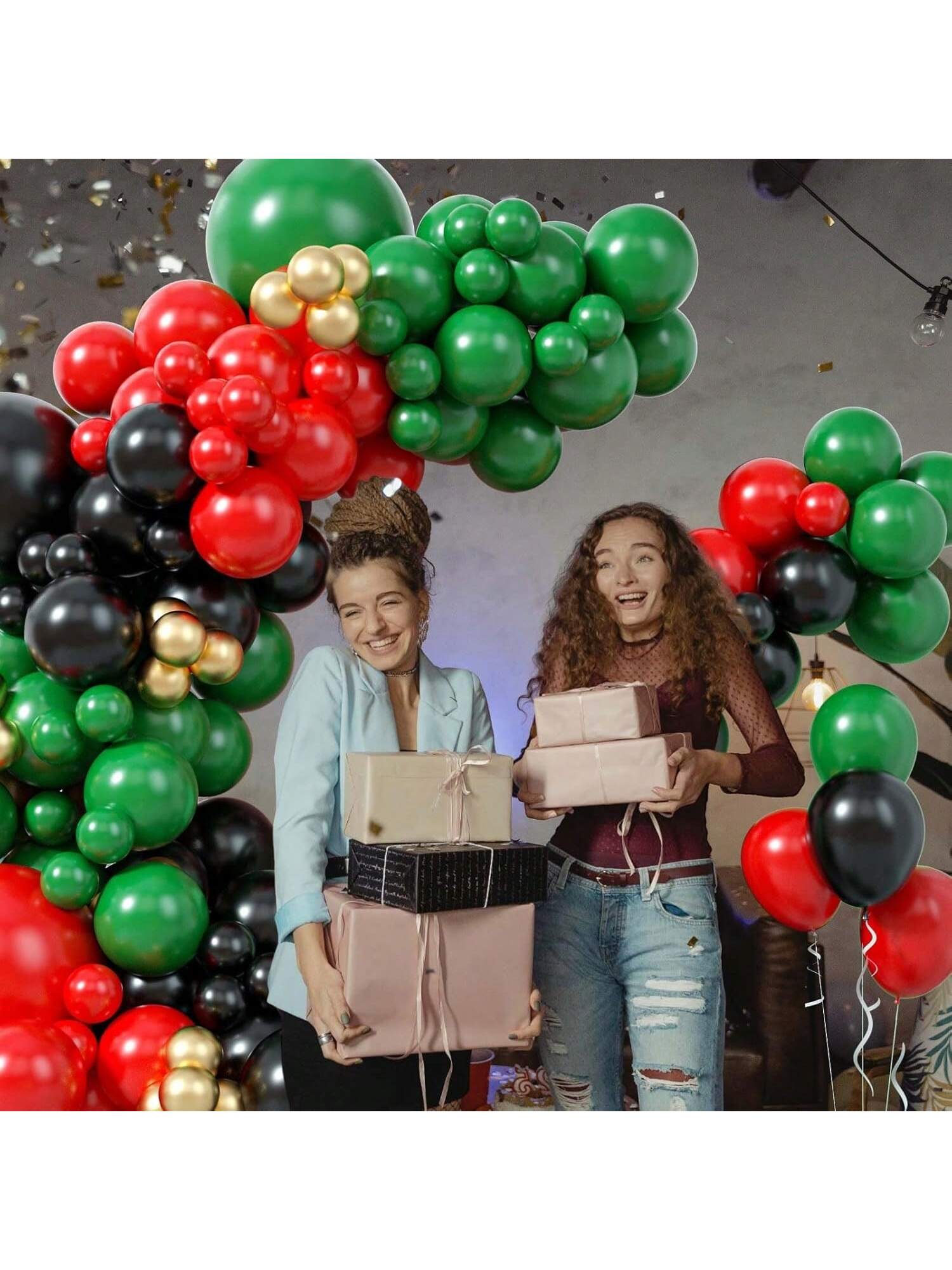 Balloon Garland Kit 126 pcs Red Green Black Gold Latex for Birthday Christmas