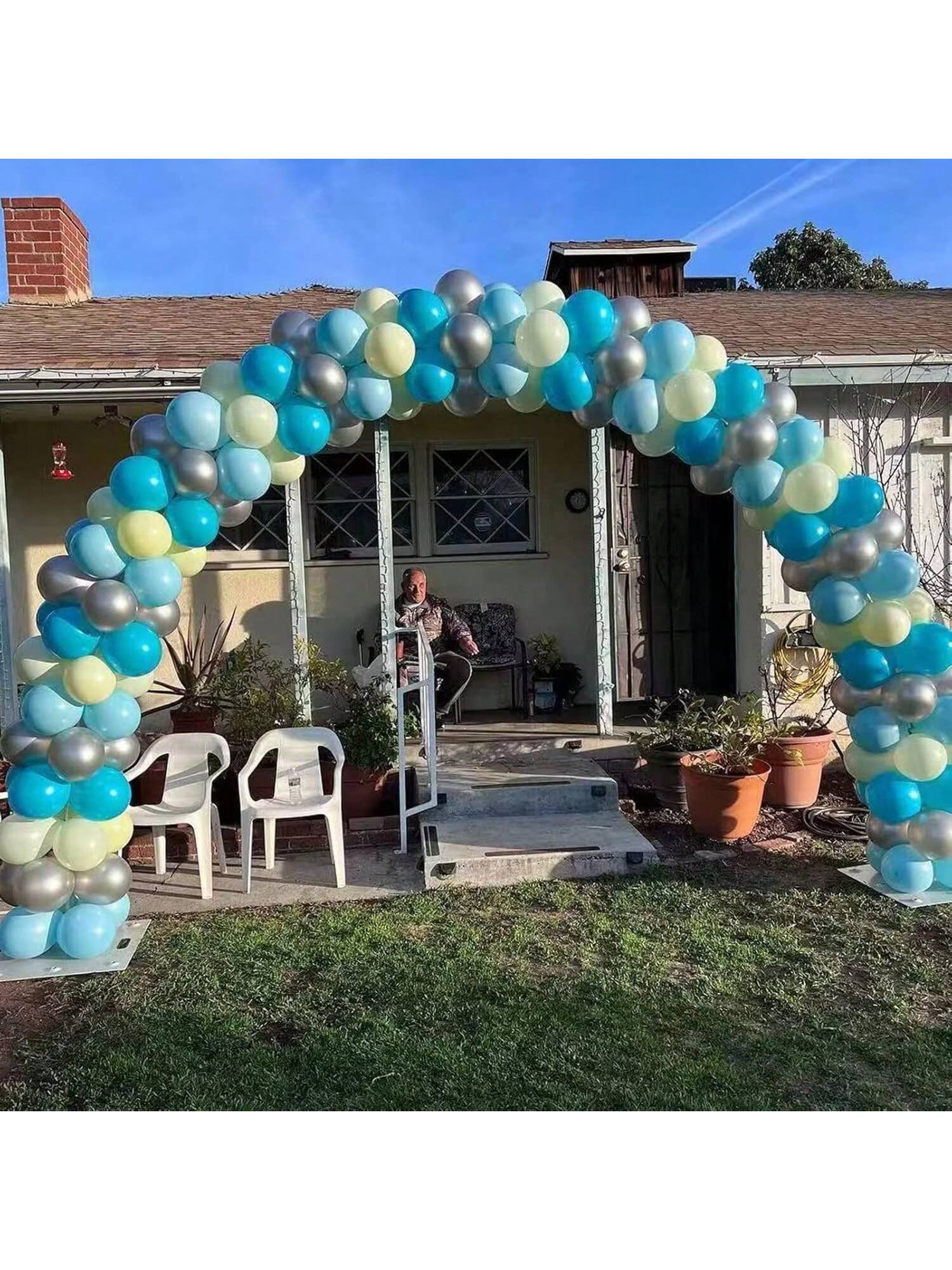 100PCS Teal Balloon Garland Kit Metallic Silver & Teal Party Decorations