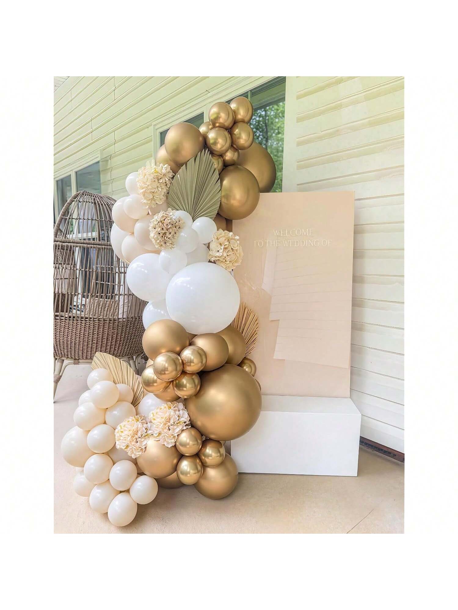 153pcs White Sand Gold Balloon Arch Kit Neutral Party Decor for Events