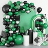 Black & Green Balloon Garland Kit with Silver Confetti for Parties