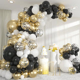137PCS Black Gold Balloon Arch Kit 5-18 Inch Confetti Balloons for Party Decor