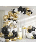 137PCS Black Gold Balloon Arch Kit 5-18 Inch Confetti Balloons for Party Decor