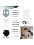 136PCS Black Silver White Balloon Garland Kit 5-18 Inch Disco Birthday Graduation