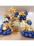153pcs Navy Blue Gold Balloon Garland Kit Stars Confetti for Graduation Baby Shower