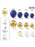 153pcs Navy Blue Gold Balloon Garland Kit Stars Confetti for Graduation Baby Shower