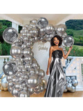 Disco Ball Balloon Garland 124 pcs Chrome Silver Confetti Arch Party Decor