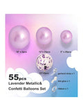 55PCS Metallic Lavender Balloon Garland Kit 5-18 Inch Birthday Anniversary Decor