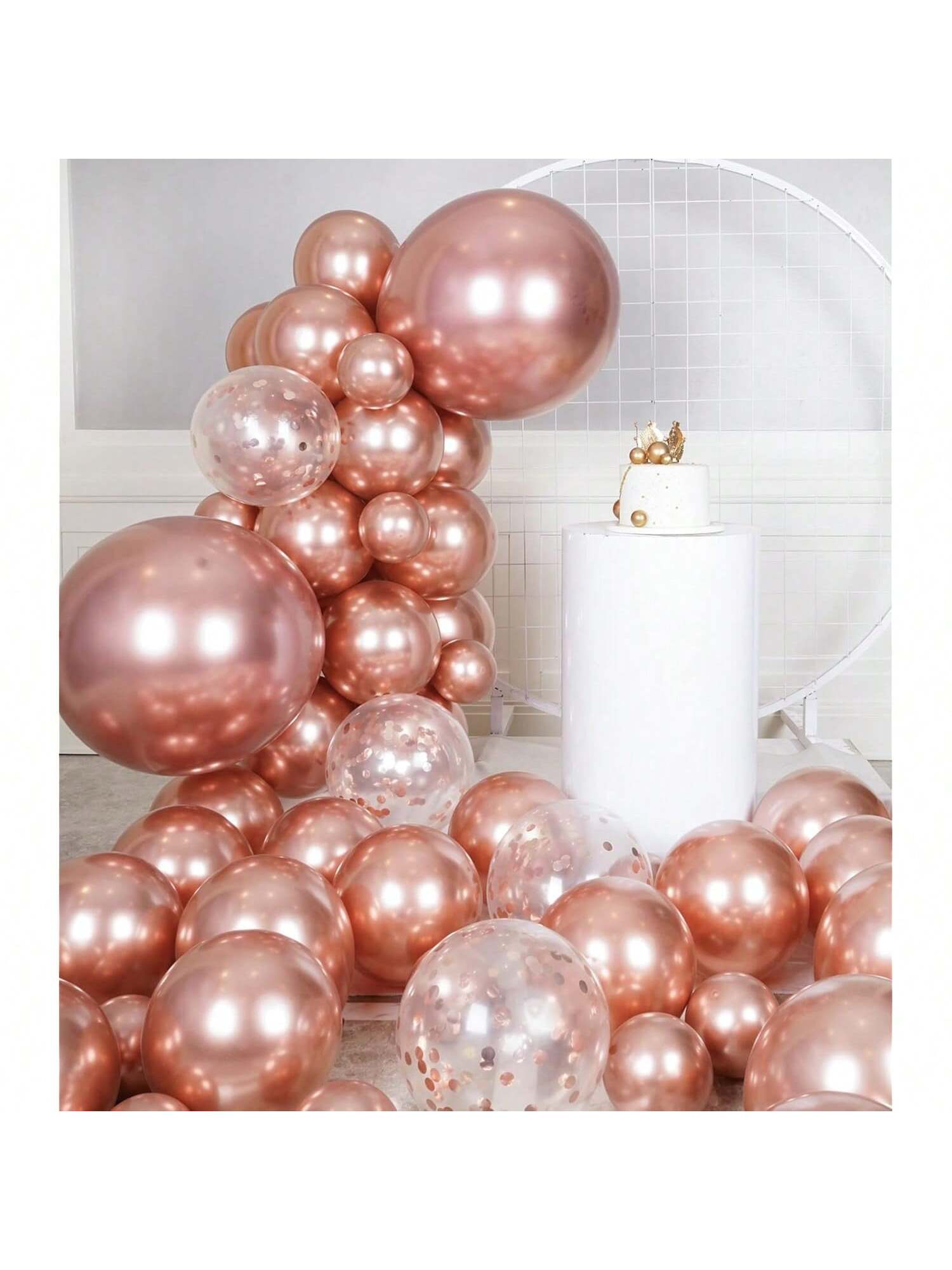 55-Piece Metallic Rose Gold Balloon Garland Kit for Anniversary or Birthday Party