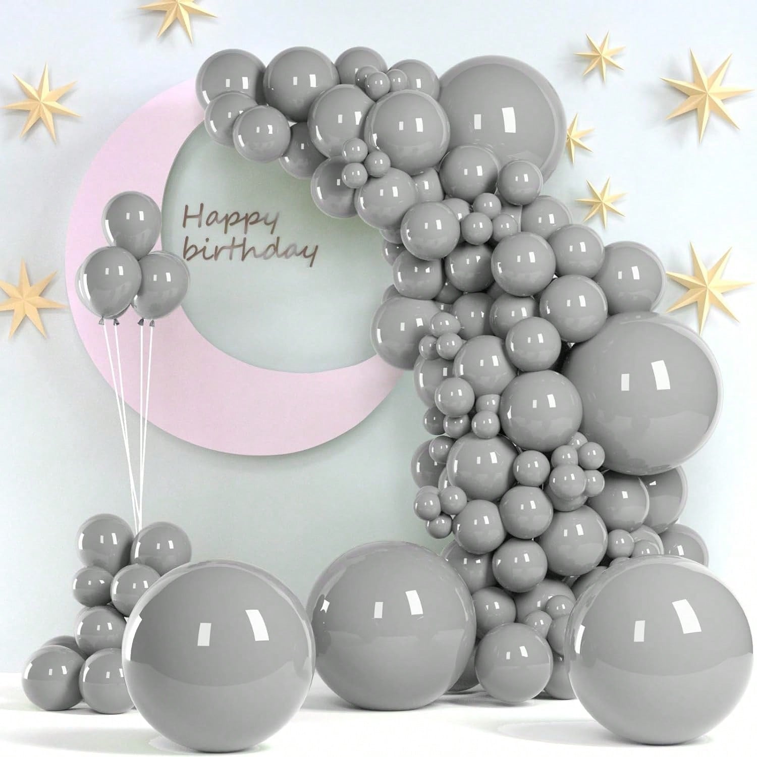 140PCS Grey Latex Balloons 5-18 Inch BOHO Party Birthday Halloween Garland