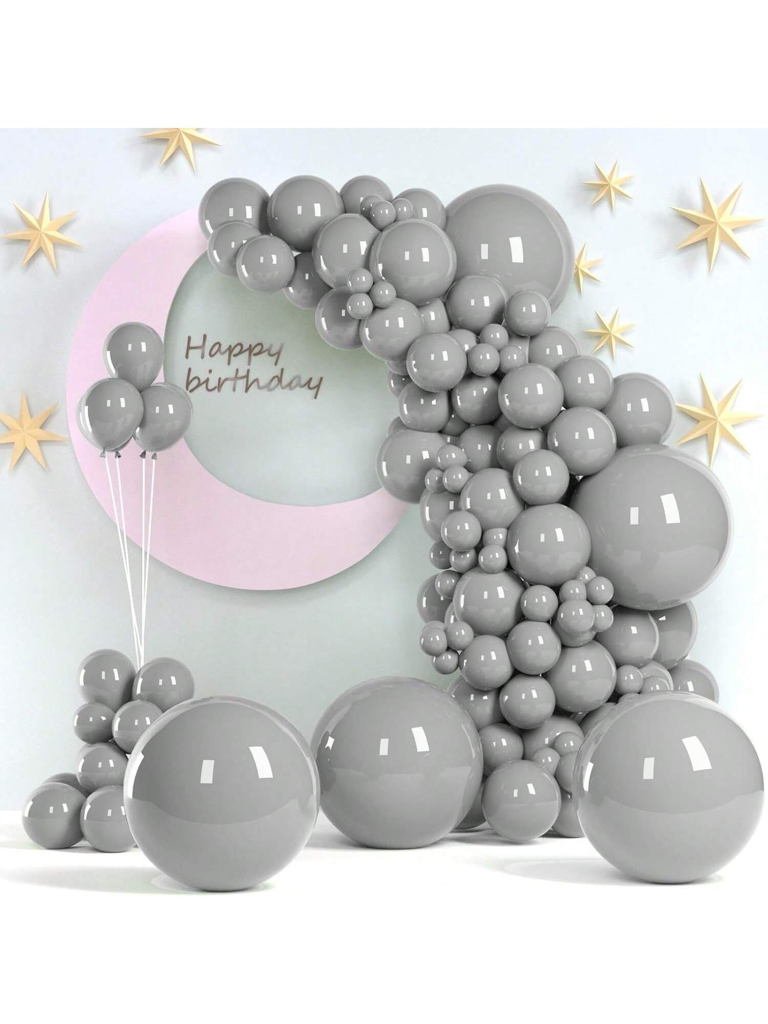 140PCS Grey Latex Balloons 5-18 Inch BOHO Party Birthday Halloween Garland